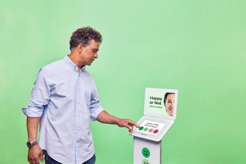 Man interacting with Smiley Touch